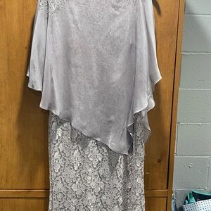 SLNY Gray Lace Maxi Dress